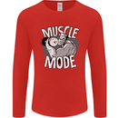 Gym Muscle Mode Bodybuilding Weightlifting Mens Long Sleeve T-Shirt Red