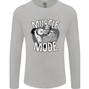 Gym Muscle Mode Bodybuilding Weightlifting Mens Long Sleeve T-Shirt Sports Grey