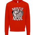 Gym Muscle Mode Bodybuilding Weightlifting Mens Sweatshirt Jumper Bright Red