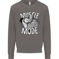 Gym Muscle Mode Bodybuilding Weightlifting Mens Sweatshirt Jumper Charcoal