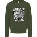 Gym Muscle Mode Bodybuilding Weightlifting Mens Sweatshirt Jumper Forest Green