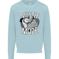 Gym Muscle Mode Bodybuilding Weightlifting Mens Sweatshirt Jumper Light Blue