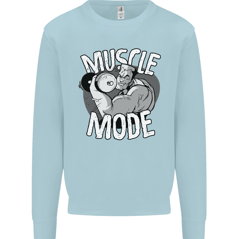 Gym Muscle Mode Bodybuilding Weightlifting Mens Sweatshirt Jumper Light Blue