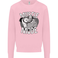 Gym Muscle Mode Bodybuilding Weightlifting Mens Sweatshirt Jumper Light Pink