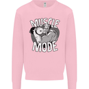 Gym Muscle Mode Bodybuilding Weightlifting Mens Sweatshirt Jumper Light Pink