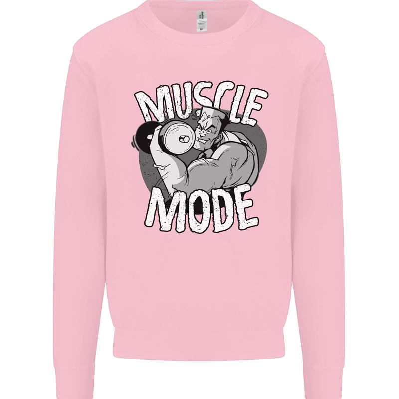 Gym Muscle Mode Bodybuilding Weightlifting Mens Sweatshirt Jumper Light Pink