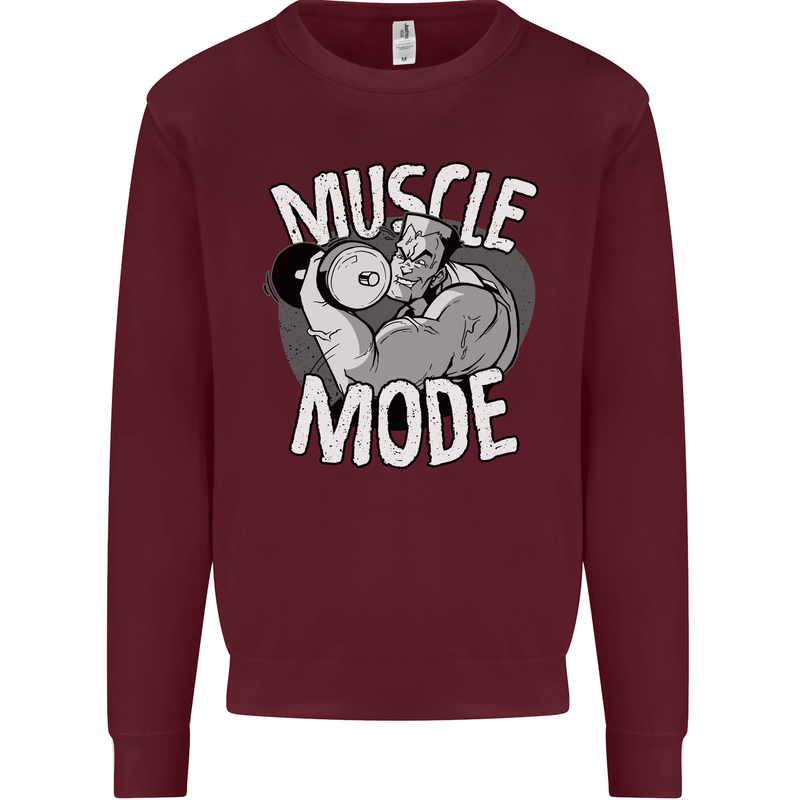 Gym Muscle Mode Bodybuilding Weightlifting Mens Sweatshirt Jumper Maroon