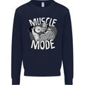 Gym Muscle Mode Bodybuilding Weightlifting Mens Sweatshirt Jumper Navy Blue