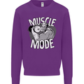 Gym Muscle Mode Bodybuilding Weightlifting Mens Sweatshirt Jumper Purple