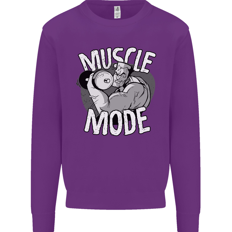 Gym Muscle Mode Bodybuilding Weightlifting Mens Sweatshirt Jumper Purple