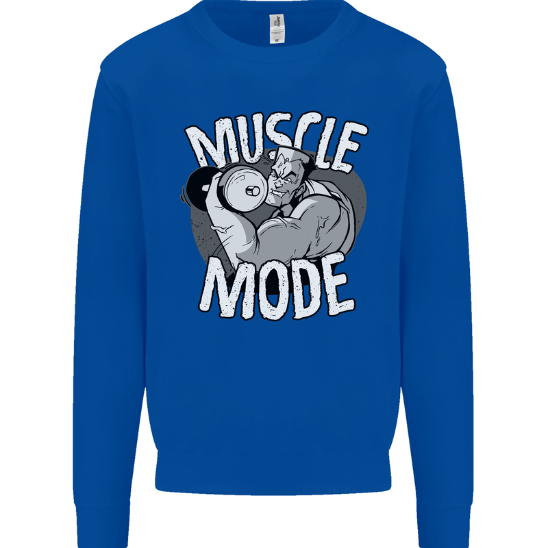 Gym Muscle Mode Bodybuilding Weightlifting Mens Sweatshirt Jumper Royal Blue