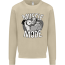 Gym Muscle Mode Bodybuilding Weightlifting Mens Sweatshirt Jumper Sand