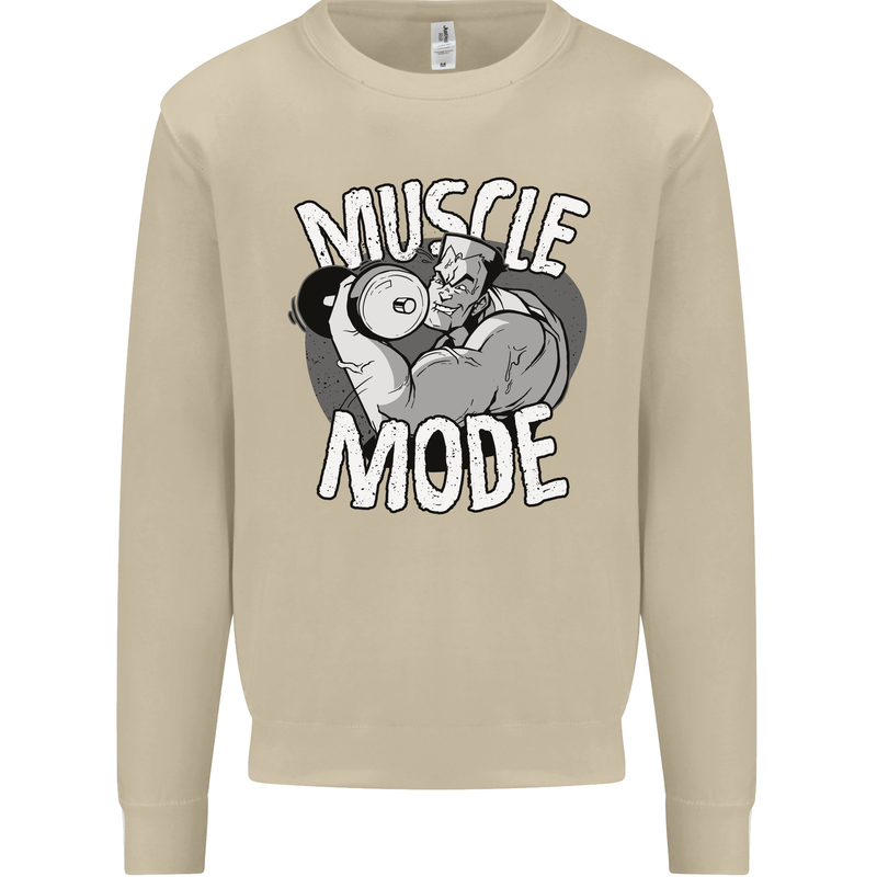 Gym Muscle Mode Bodybuilding Weightlifting Mens Sweatshirt Jumper Sand