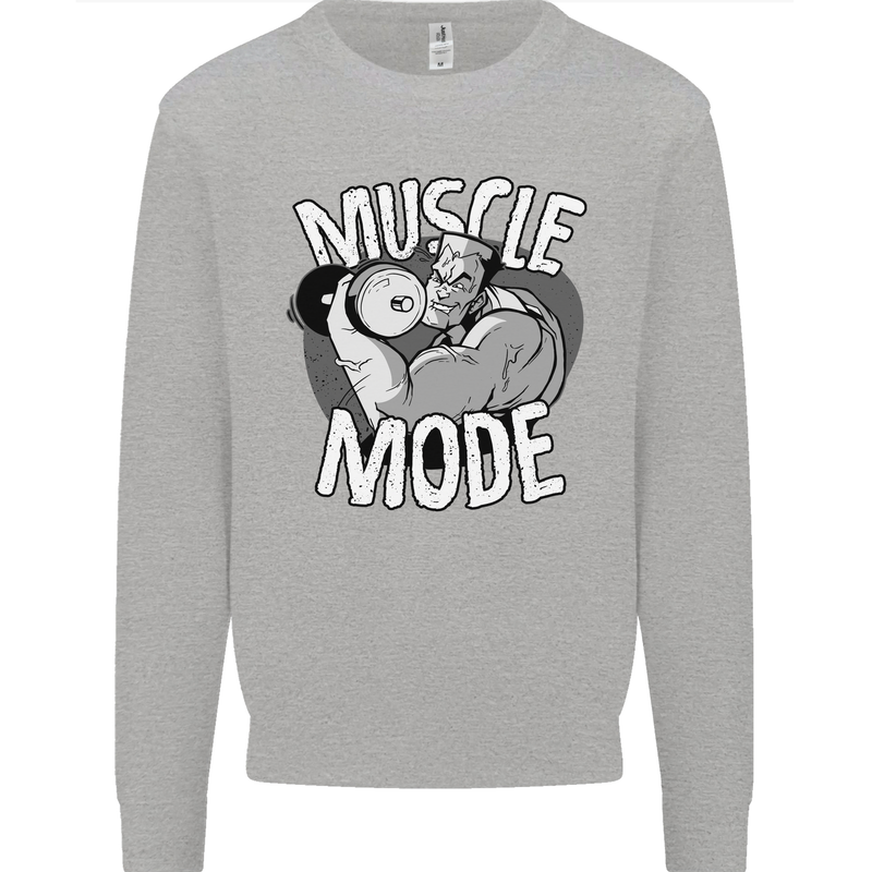 Gym Muscle Mode Bodybuilding Weightlifting Mens Sweatshirt Jumper Sports Grey