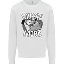 Gym Muscle Mode Bodybuilding Weightlifting Mens Sweatshirt Jumper White