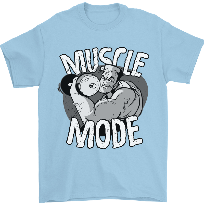 Gym Muscle Mode Bodybuilding Weightlifting Mens T-Shirt Cotton Gildan Light Blue