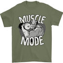 Gym Muscle Mode Bodybuilding Weightlifting Mens T-Shirt Cotton Gildan Military Green
