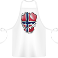 Gym Norwegian Flag Ripped Muscles Norway Cotton Apron 100% Organic White