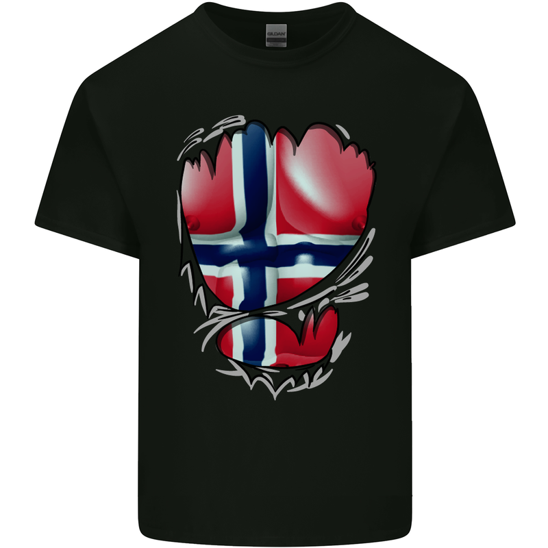 Gym Norwegian Flag Ripped Muscles Norway Kids T-Shirt Childrens Black
