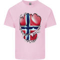 Gym Norwegian Flag Ripped Muscles Norway Kids T-Shirt Childrens Light Pink