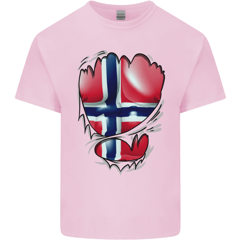 Gym Norwegian Flag Ripped Muscles Norway Kids T-Shirt Childrens Light Pink