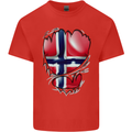 Gym Norwegian Flag Ripped Muscles Norway Kids T-Shirt Childrens Red