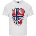 Gym Norwegian Flag Ripped Muscles Norway Kids T-Shirt Childrens White