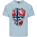 Gym Norwegian Flag Ripped Muscles Norway Mens Cotton T-Shirt Tee Top Light Blue