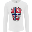 Gym Norwegian Flag Ripped Muscles Norway Mens Long Sleeve T-Shirt White