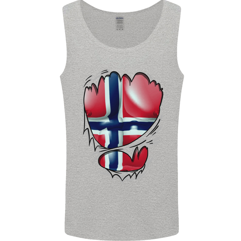 Gym Norwegian Flag Ripped Muscles Norway Mens Vest Tank Top Sports Grey