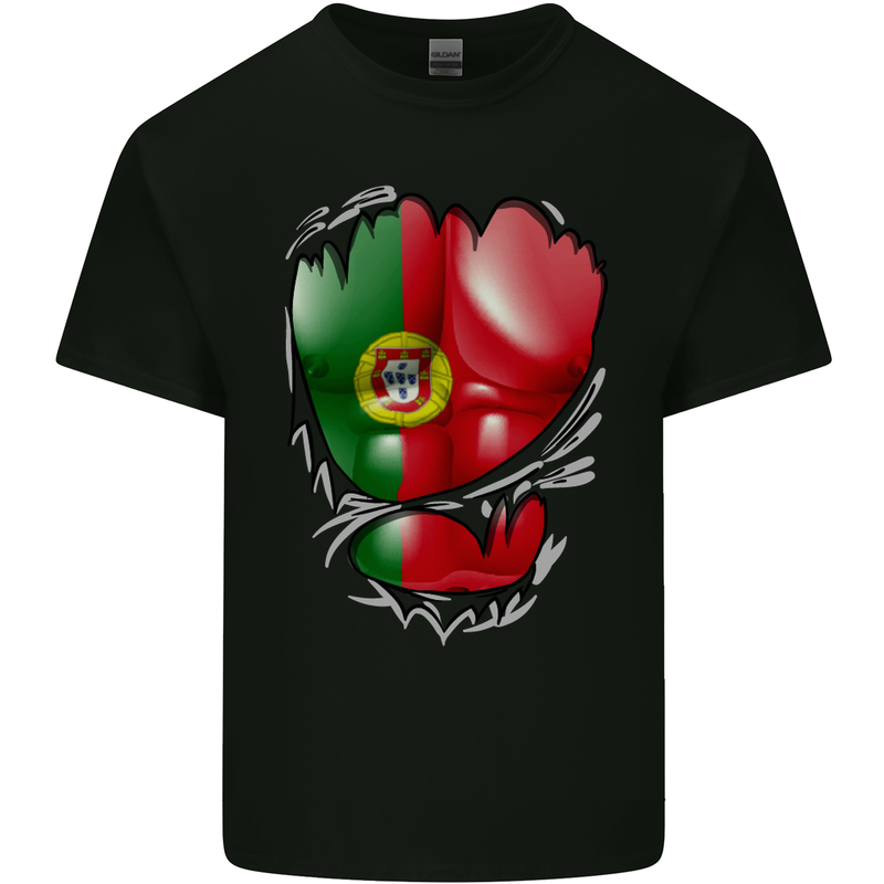 Gym Portuguese Flag Ripped Muscles Portugal Kids T-Shirt Childrens Black