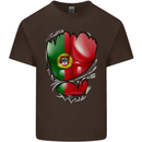 Gym Portuguese Flag Ripped Muscles Portugal Kids T-Shirt Childrens Chocolate