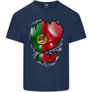 Gym Portuguese Flag Ripped Muscles Portugal Kids T-Shirt Childrens Navy Blue