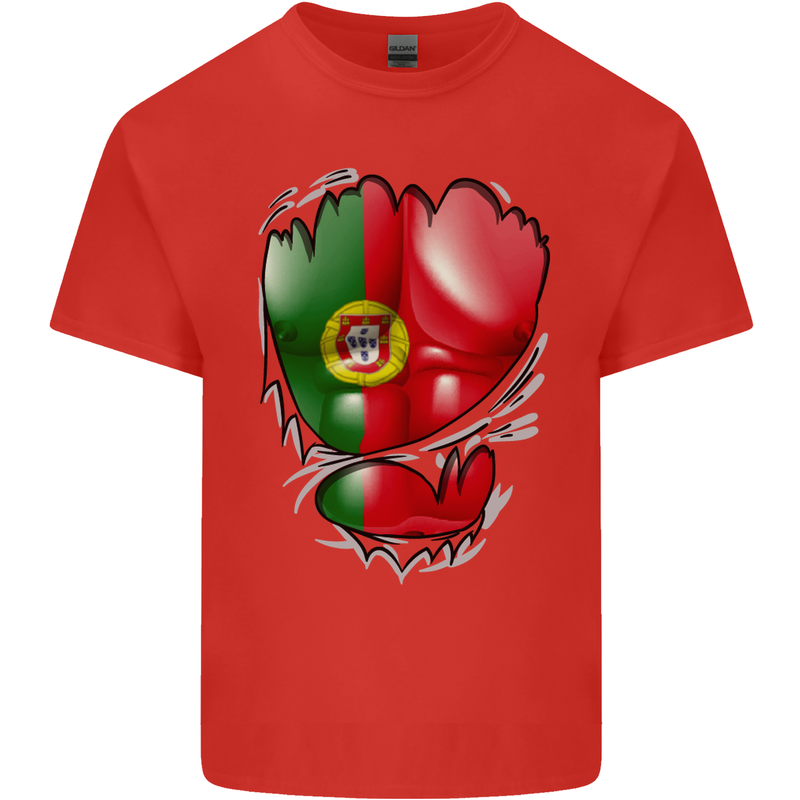 Gym Portuguese Flag Ripped Muscles Portugal Kids T-Shirt Childrens Red