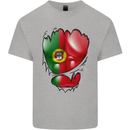 Gym Portuguese Flag Ripped Muscles Portugal Kids T-Shirt Childrens Sports Grey