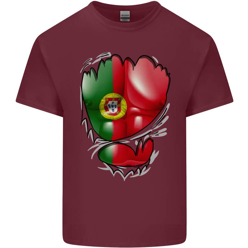 Gym Portuguese Flag Ripped Muscles Portugal Mens Cotton T-Shirt Tee Top Maroon