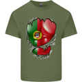Gym Portuguese Flag Ripped Muscles Portugal Mens Cotton T-Shirt Tee Top Military Green