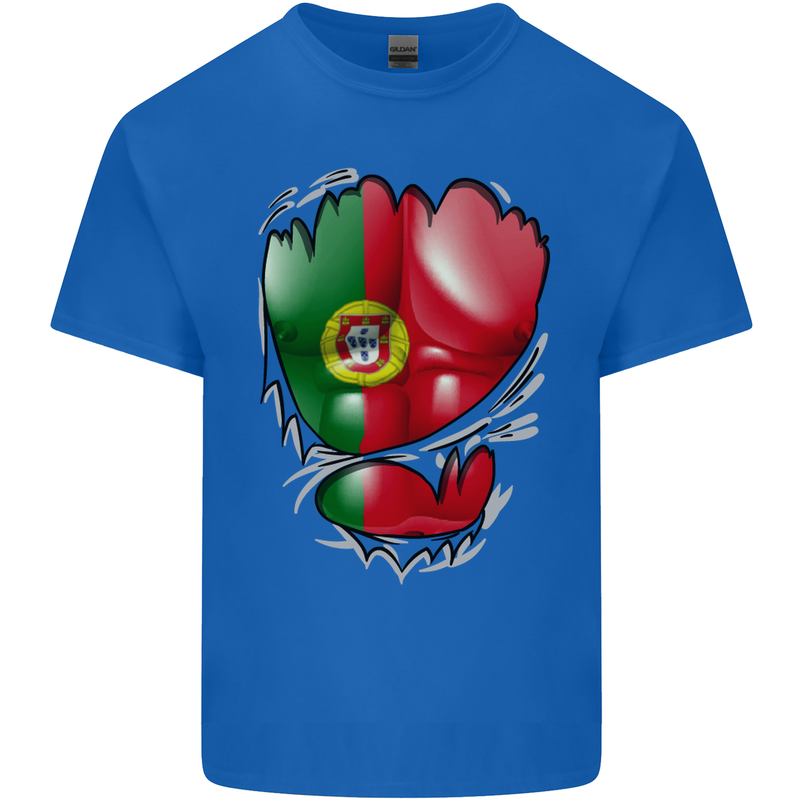 Gym Portuguese Flag Ripped Muscles Portugal Mens Cotton T-Shirt Tee Top Royal Blue