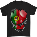Gym Portuguese Flag Ripped Muscles Portugal Mens T-Shirt Cotton Gildan Black