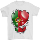 Gym Portuguese Flag Ripped Muscles Portugal Mens T-Shirt Cotton Gildan White