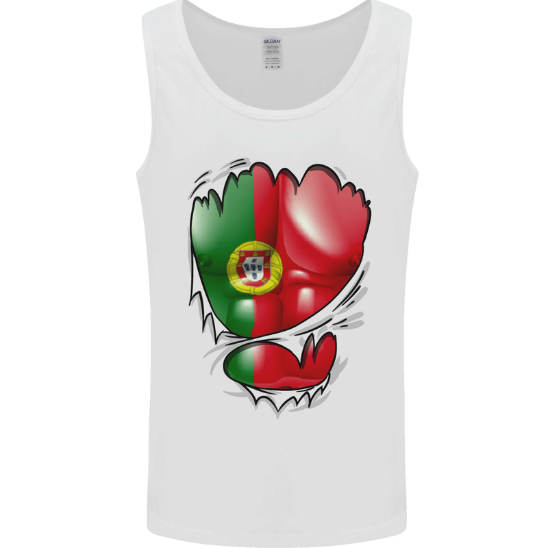 Gym Portuguese Flag Ripped Muscles Portugal Mens Vest Tank Top White