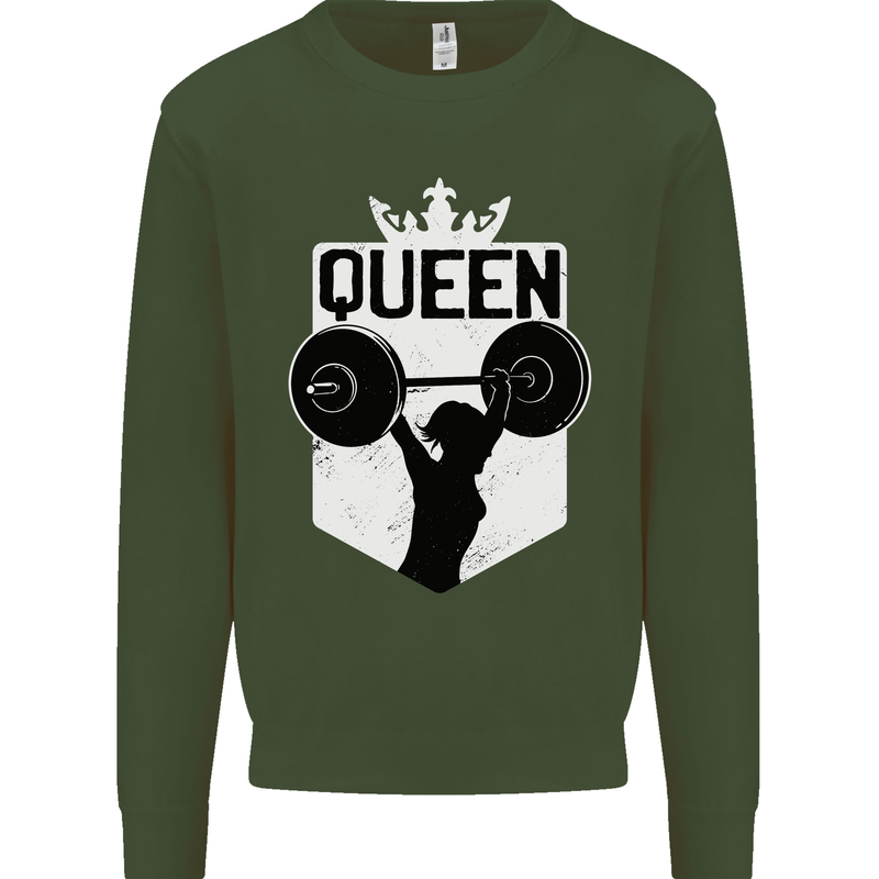 Gym Queen Female Bodybuilding Training Kids Sweatshirt Jumper Forest Green
