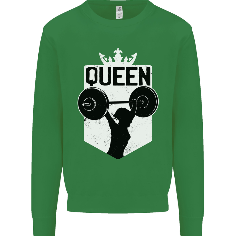 Gym Queen Female Bodybuilding Training Kids Sweatshirt Jumper Irish Green