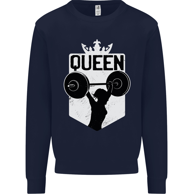 Gym Queen Female Bodybuilding Training Kids Sweatshirt Jumper Navy Blue