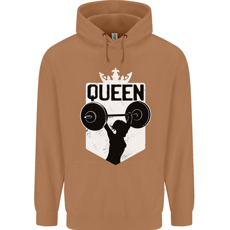 Gym Queen Female Bodybuilding Training Mens 80% Cotton Hoodie Caramel Latte