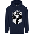 Gym Queen Female Bodybuilding Training Mens 80% Cotton Hoodie Navy Blue