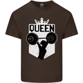 Gym Queen Female Bodybuilding Training Mens Cotton T-Shirt Tee Top Dark Chocolate