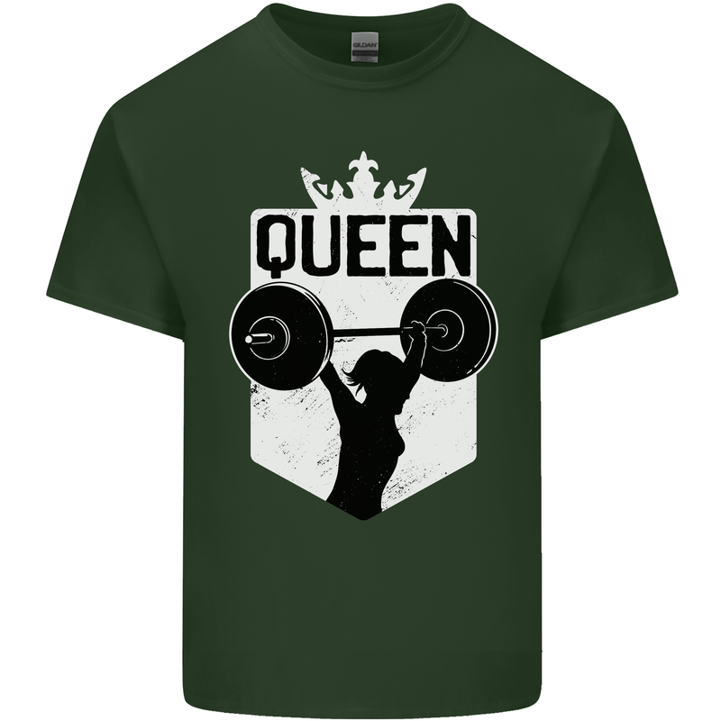 Gym Queen Female Bodybuilding Training Mens Cotton T-Shirt Tee Top Forest Green