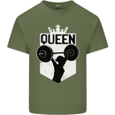 Gym Queen Female Bodybuilding Training Mens Cotton T-Shirt Tee Top Military Green