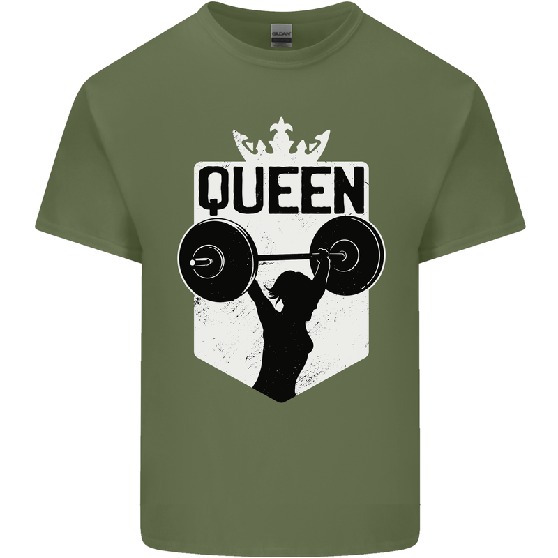 Gym Queen Female Bodybuilding Training Mens Cotton T-Shirt Tee Top Military Green